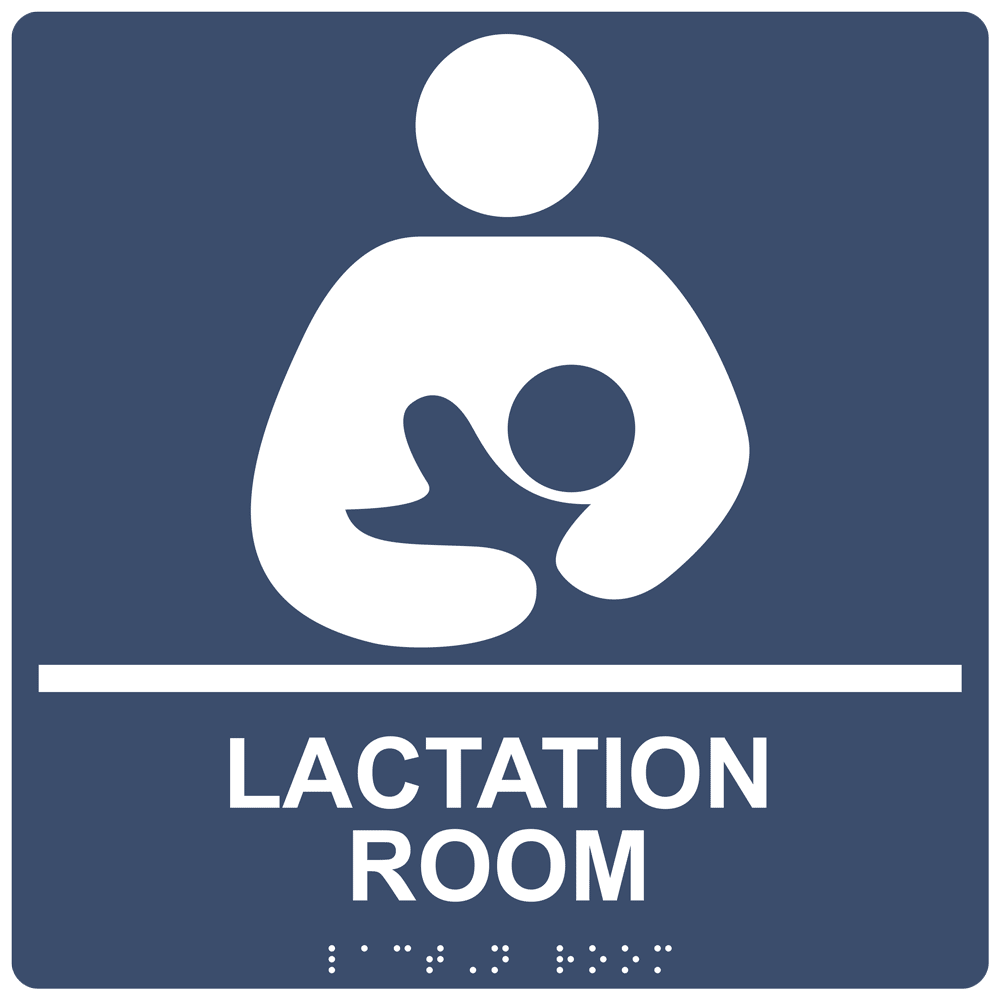 ADA Braille Lactation Room Sign with Symbol RRE-37151-WHTonNavy