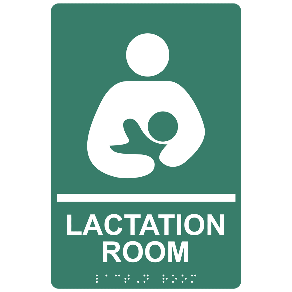 ADA Braille Lactation Room Sign With Symbol RRE 37151 WHTonPNGRN ada-braille-lactation-room-sign-with-symbol-rre-37151-whtonpngrn