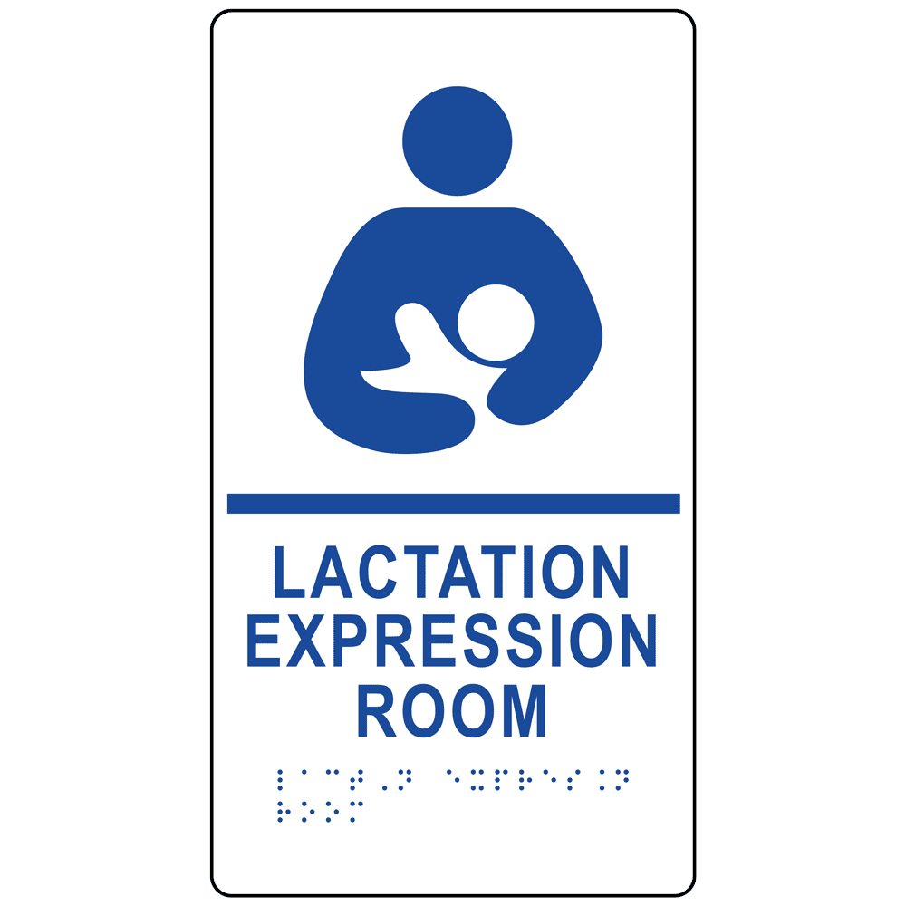 ADA Braille Lactation Expression Room Sign with Symbol RRE-37152-WHTonBLU