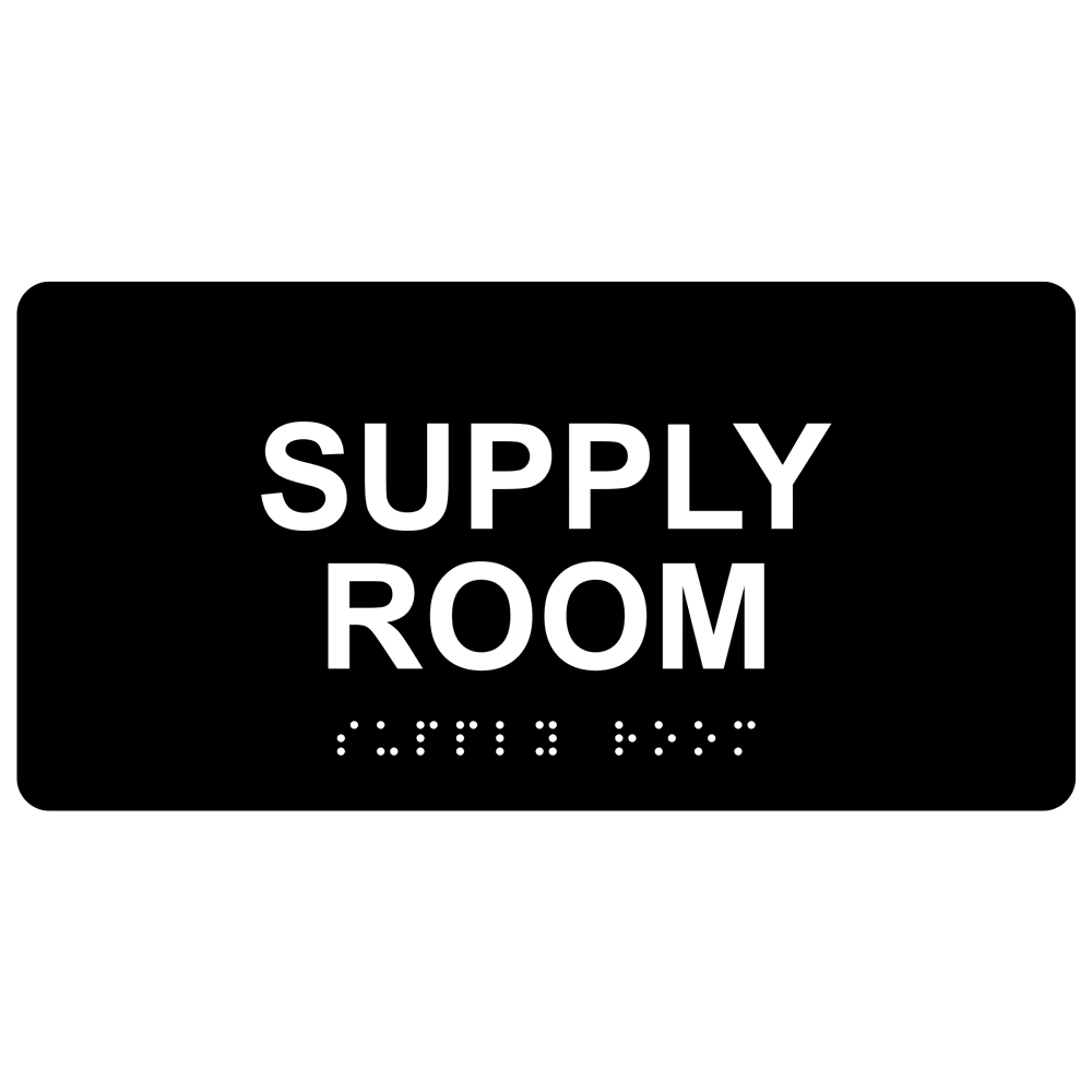 ADA Supply Room Braille Sign RSME586_WHTonBLK