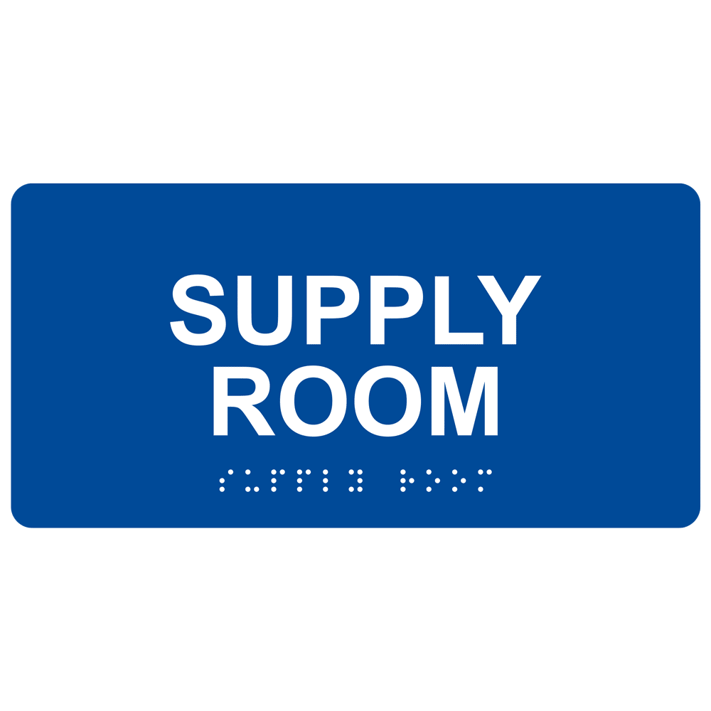 ADA Supply Room Braille Sign RSME586_WHTonBLU
