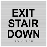 ADA Exit Stair Down (Braille = Exit Sign RRE-670-99_BLKonBRSLVR