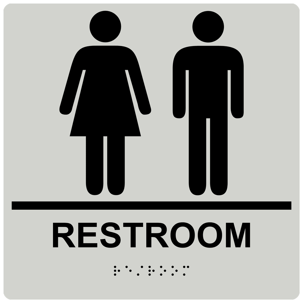 ADA Private Restroom With Symbols Braille Sign RRE14816_BLKonPRLGY