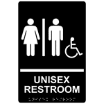ADA Unisex Restroom With Symbol Braille Sign RRE-14845_WHTonBLK