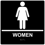 ADA Women With Symbol Braille Sign RRE-125-99_WHTonBLK Womens / Girls