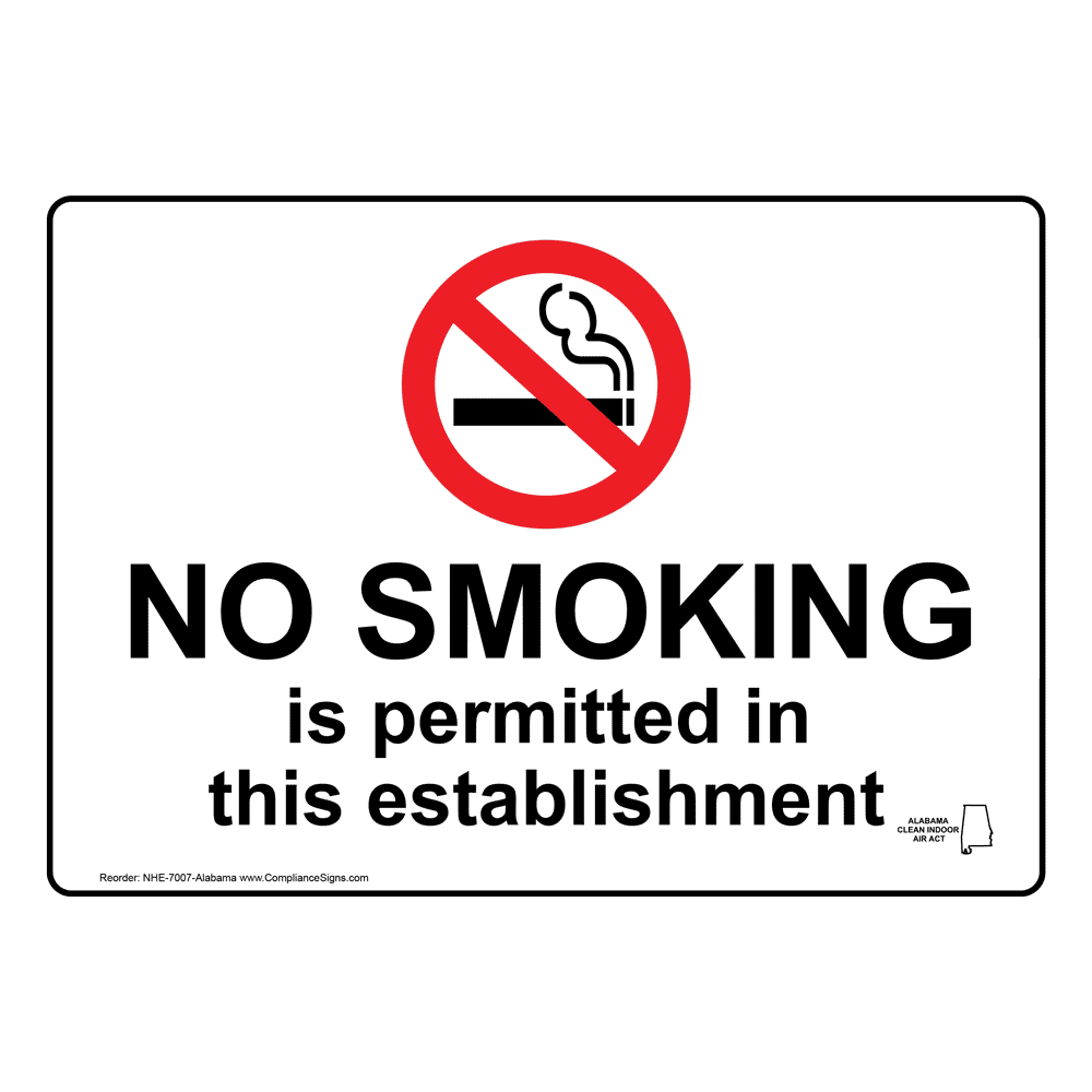 Alabama No Smoking Is Permitted In This Establishment Sign NHE-7007-Alabama