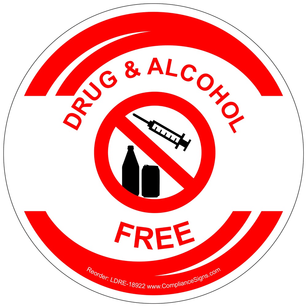 Drug And Alcohol Free Roll Label With Symbol LDRE-18922