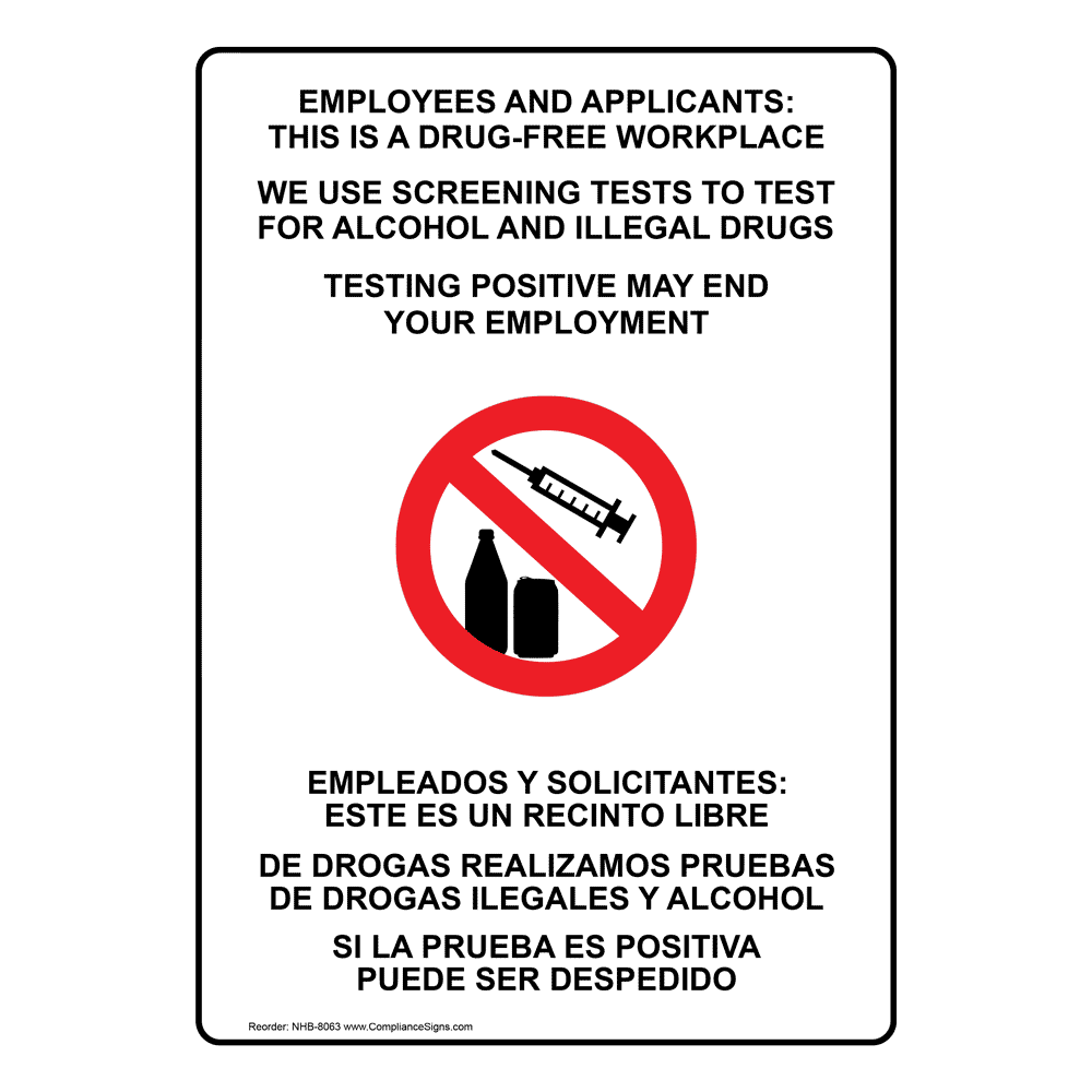 Drug Free Workplace Spanish Sign Nhs 8048 Alcohol Drugs Weapons Drug Free Workplace Spanish Sign Nhs 8048 Alcohol Drugs Weapons