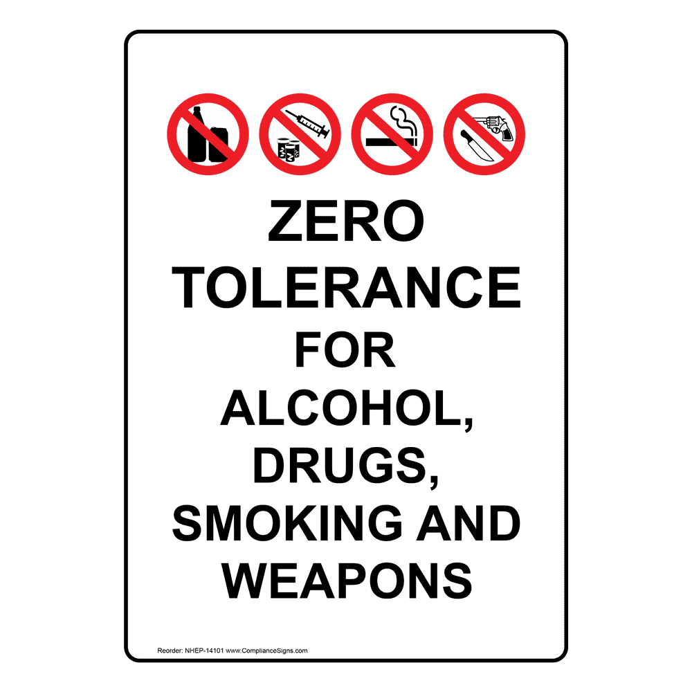 Portrait Zero Tolerance For Alcohol, Sign With Symbol NHEP14101
