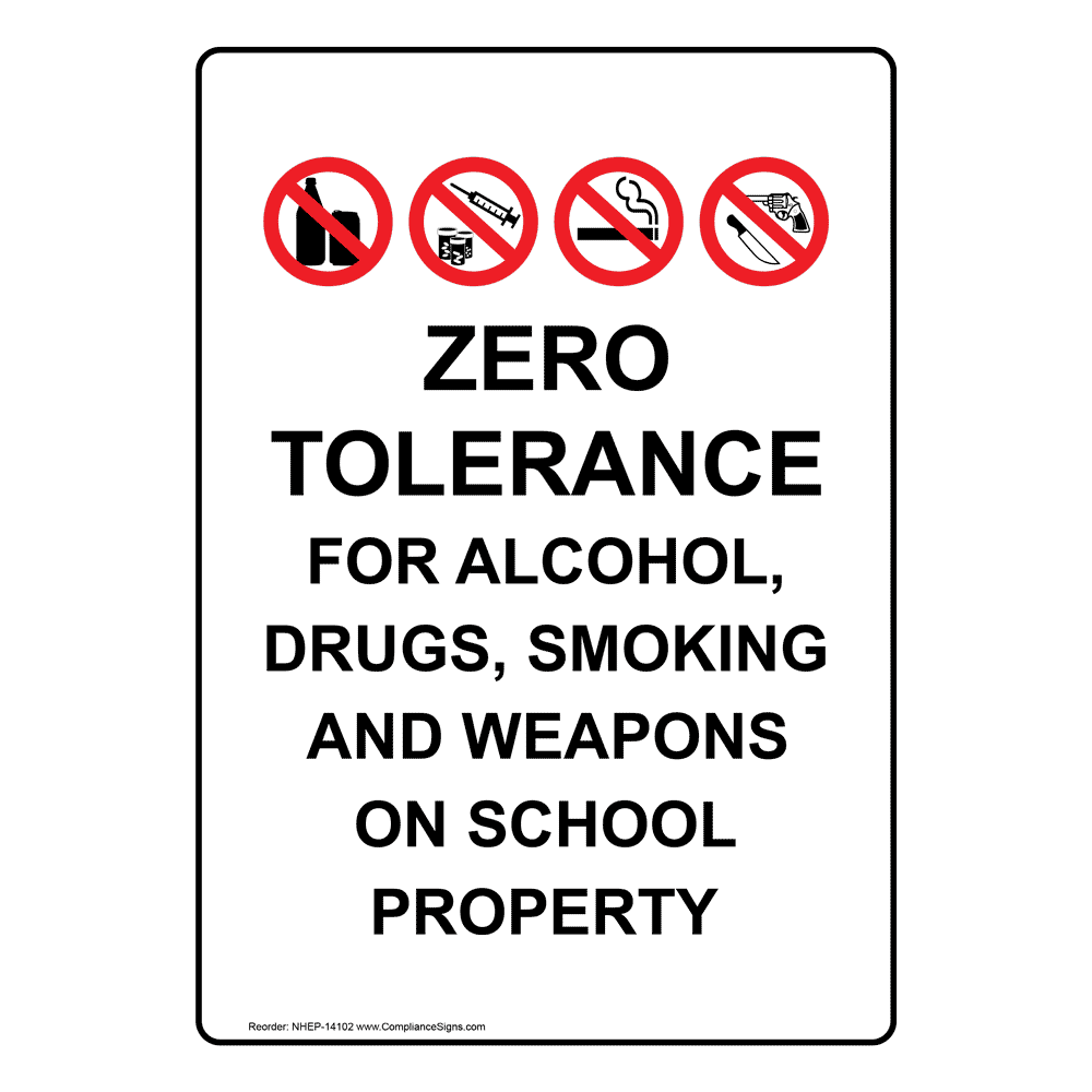 Portrait Zero Tolerance For Alcohol, Sign With Symbol NHEP14102