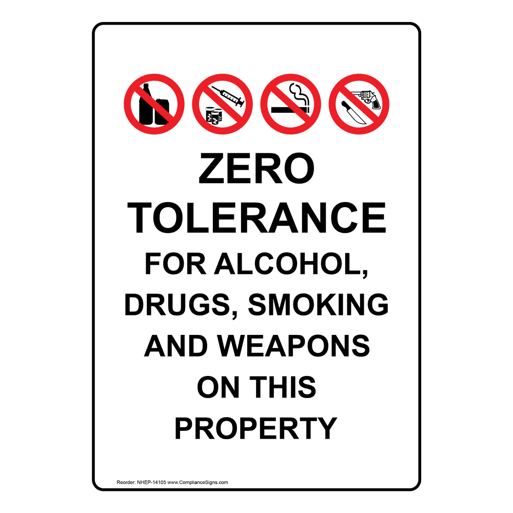 Portrait Zero Tolerance For Alcohol, Sign With Symbol NHEP-14105