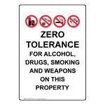 Portrait Zero Tolerance For Alcohol, Sign With Symbol NHEP-14105
