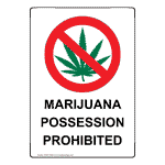 Portrait Marijuana Possession Prohibited Sign With Symbol NHEP-43056
