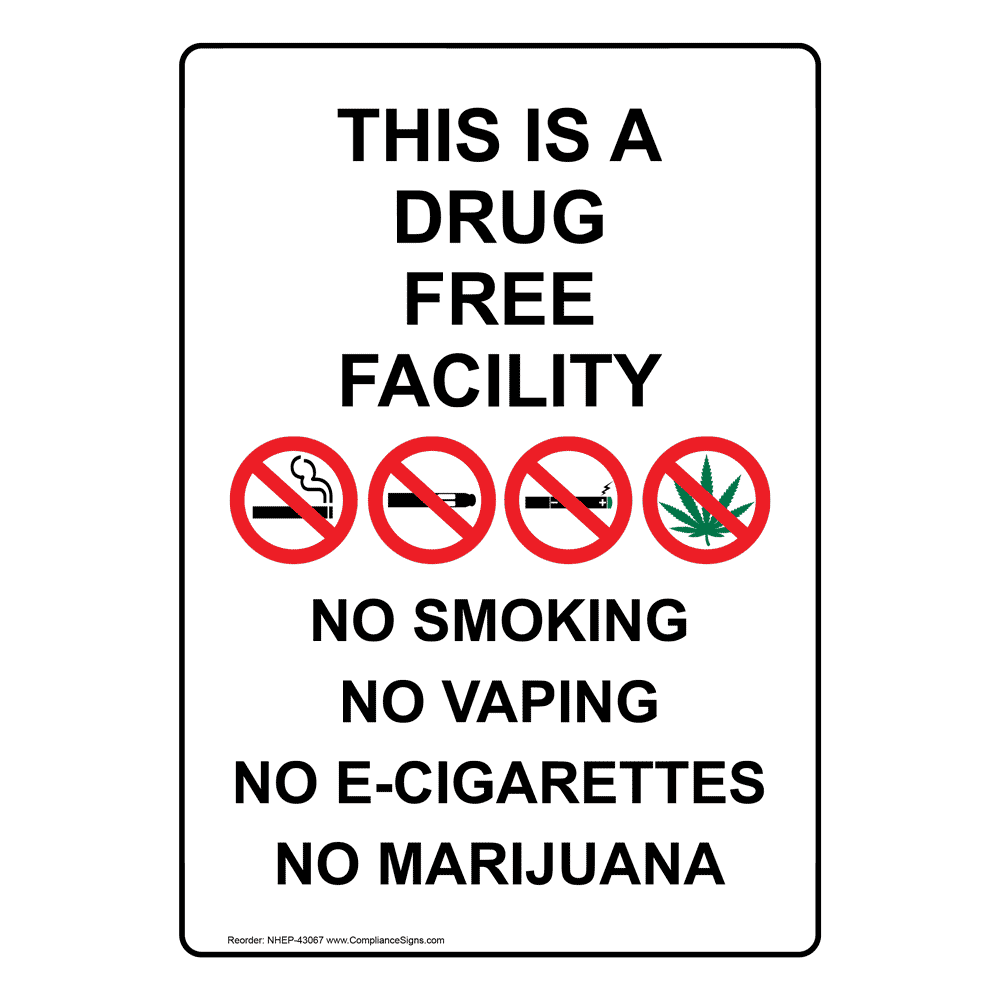 Portrait This Is A Drug Free Facility Sign With Symbol NHEP-43067