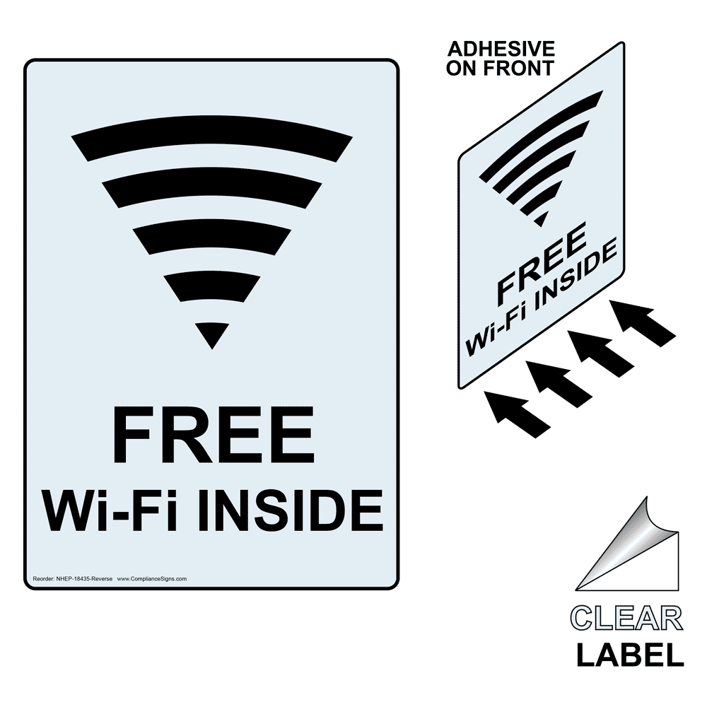 Portrait FREE Wi-Fi INSIDE Label with Symbol and Front Adhesive NHEP-18435-Reverse