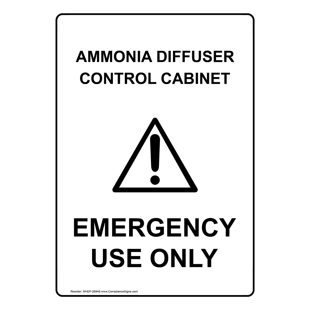 Portrait Ammonia Diffuser Control Sign With Symbol NHEP26948