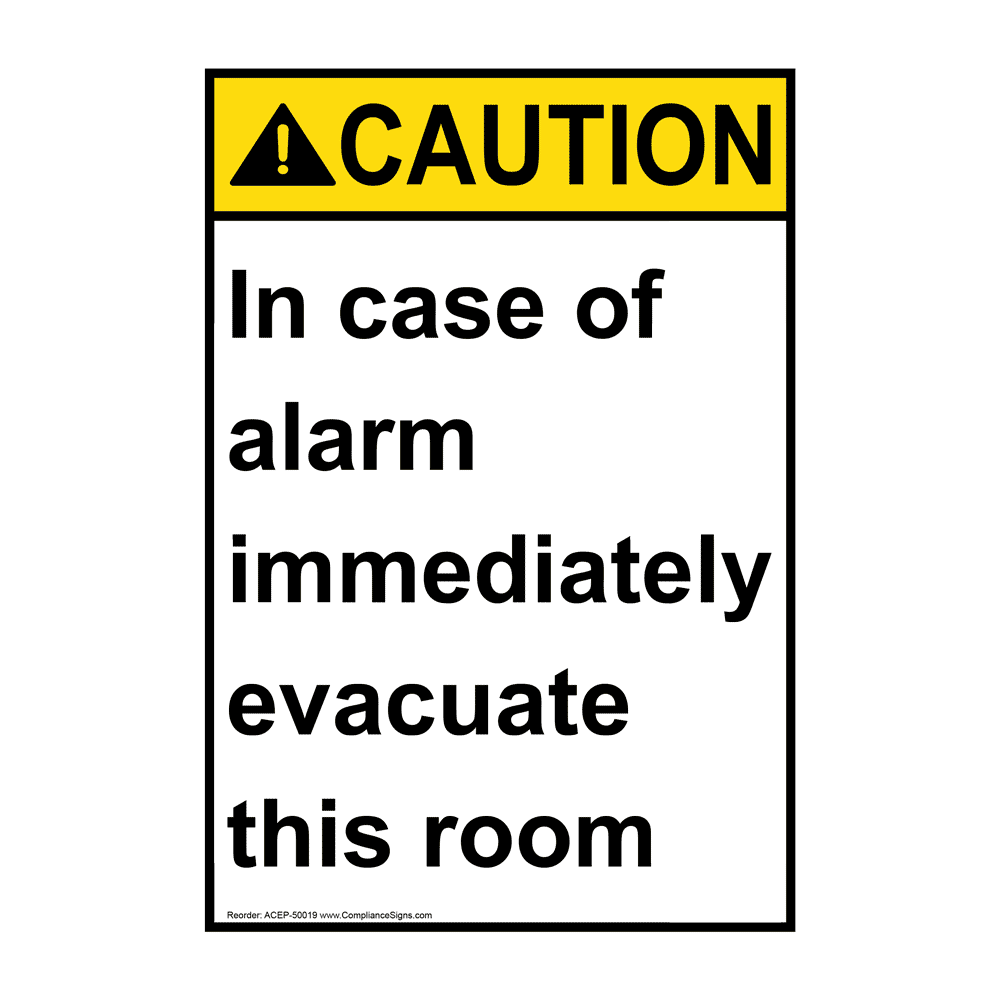 Portrait In Case Of Alarm Immediately Evacuate Sign NHEP50019