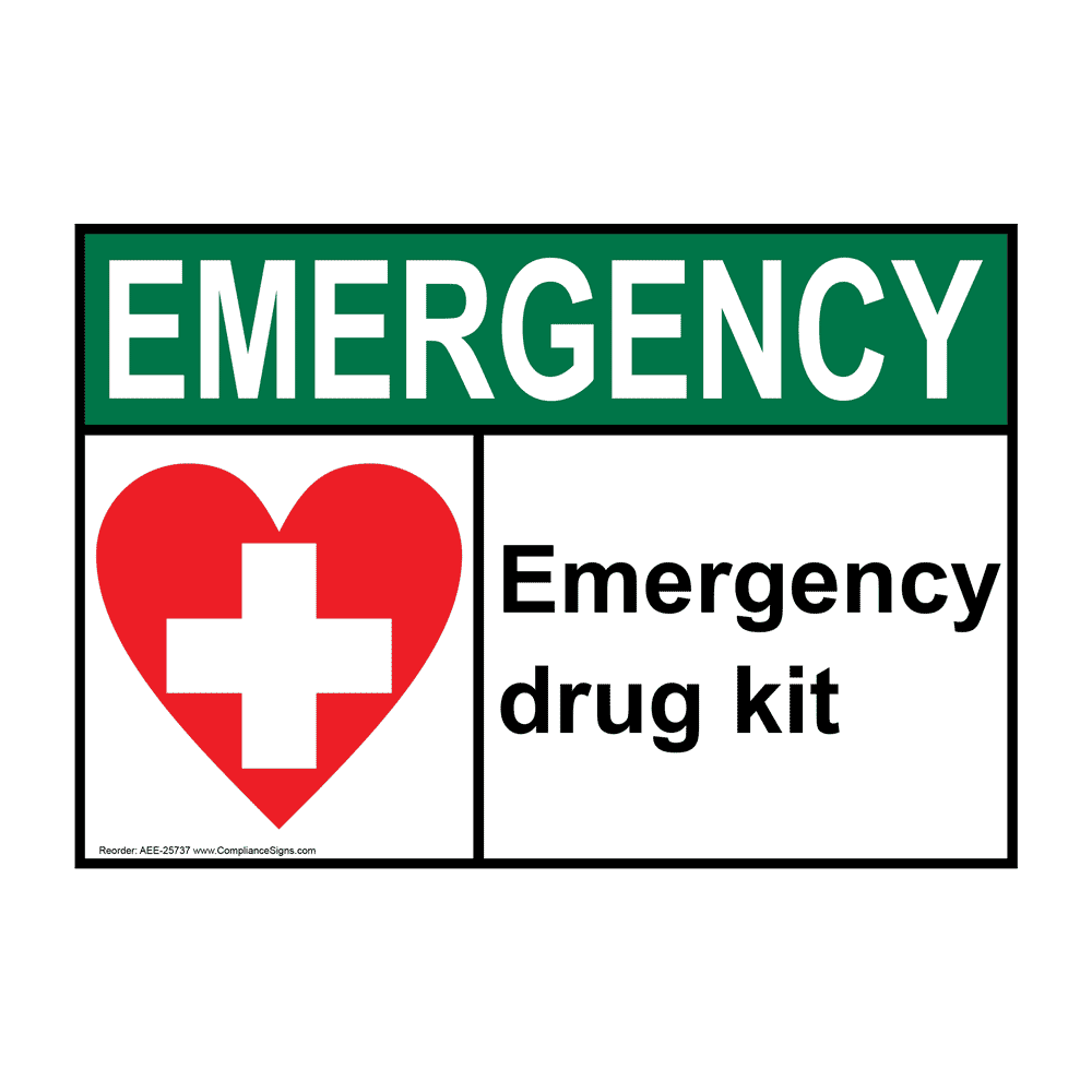 ANSI EMERGENCY Emergency Drug Kit Sign With Symbol AEE25737