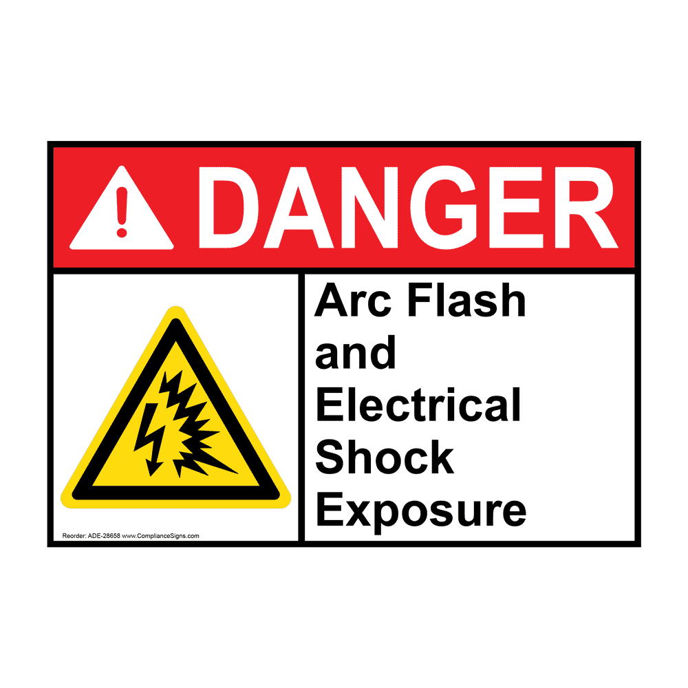 ANSI ARC Flash And Electrical Shock Sign With Symbol ADE28658