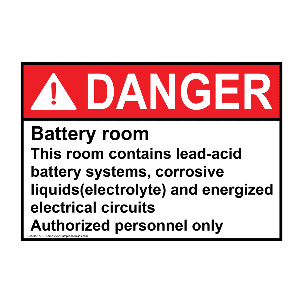 ANSI DANGER Battery Room Contains LeadAcid Sign ADE19967
