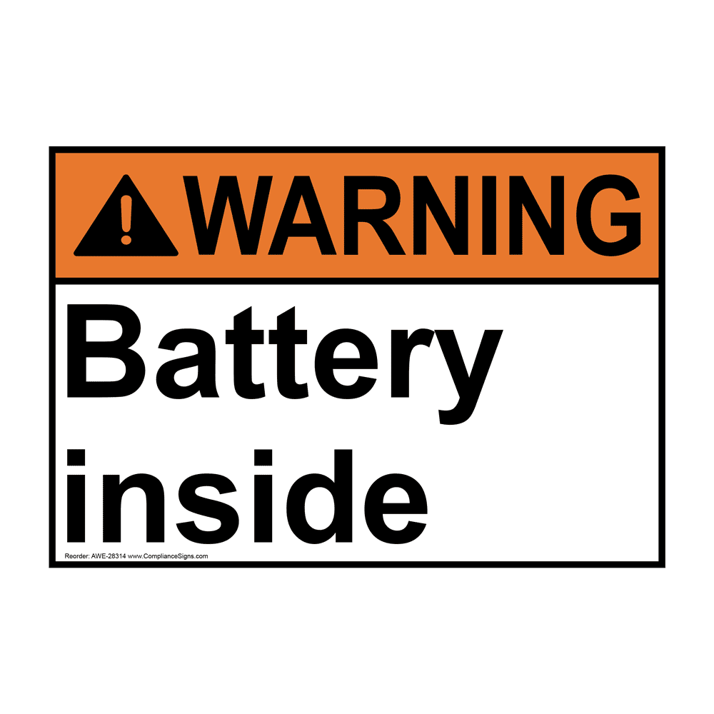 ANSI WARNING Battery Inside Sign AWE28314