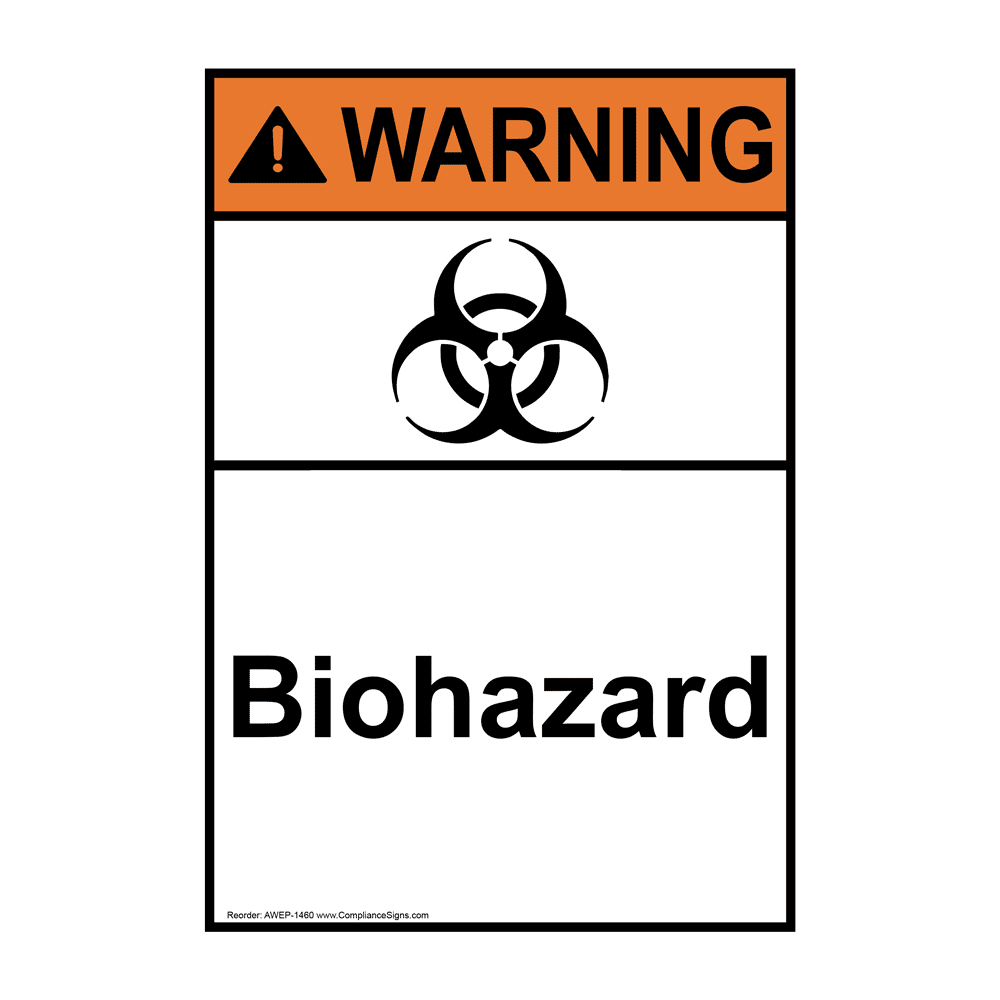 ANSI WARNING Biohazard Bilingual Sign AWB-16419 Medical Facility