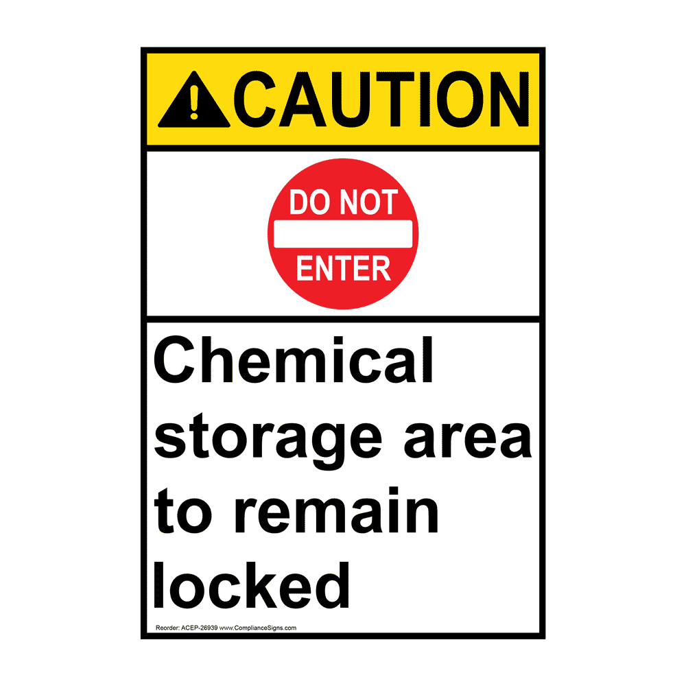 Portrait ANSI CAUTION Sodium Hypochlorite Hazard Area Sign ACEP16404