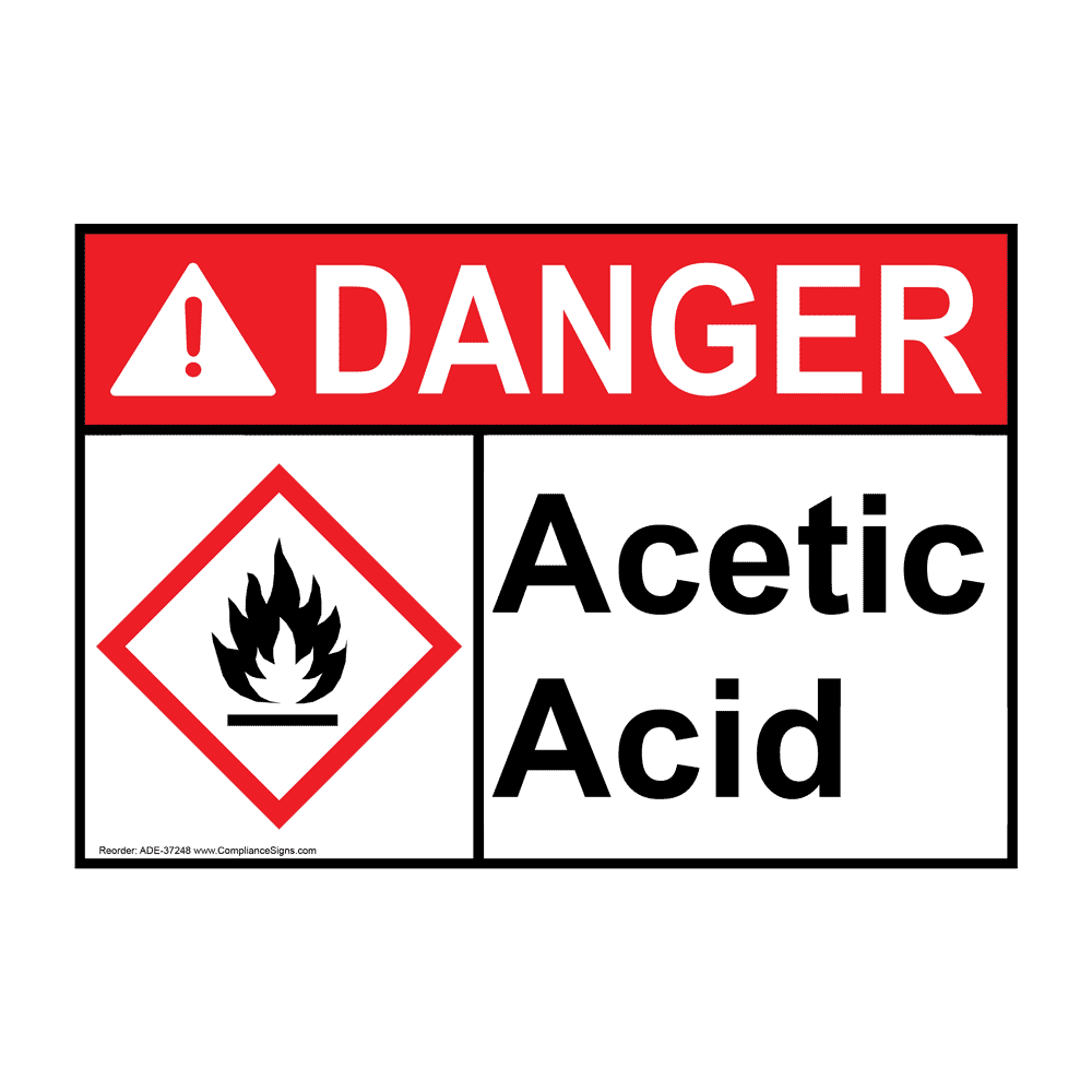 ANSI Acetic Acid Sign With GHS Symbol ADE37248