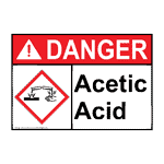 ANSI Acetic Acid Sign With GHS Symbol ADE-37249