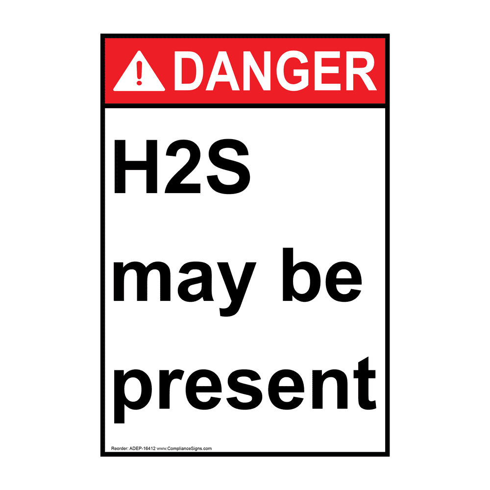 Portrait ANSI DANGER H2S may be present Sign ADEP-16412