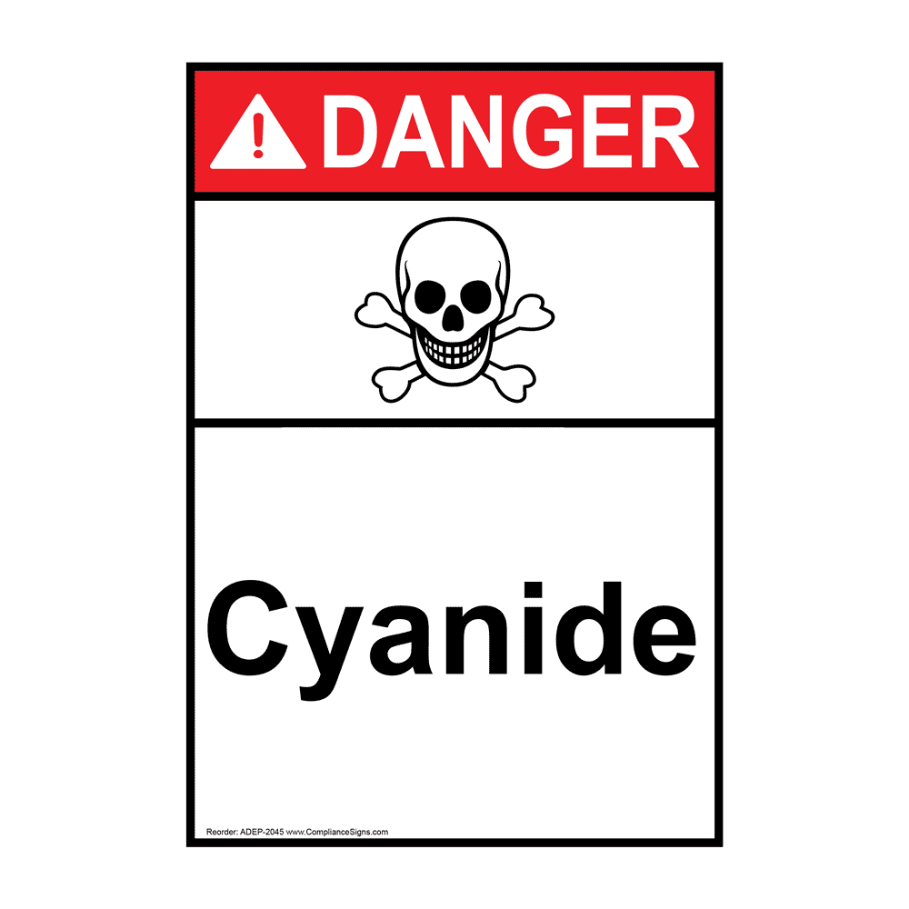 Portrait ANSI DANGER Cyanide Sign ADEP2045 Hazmat Chemical