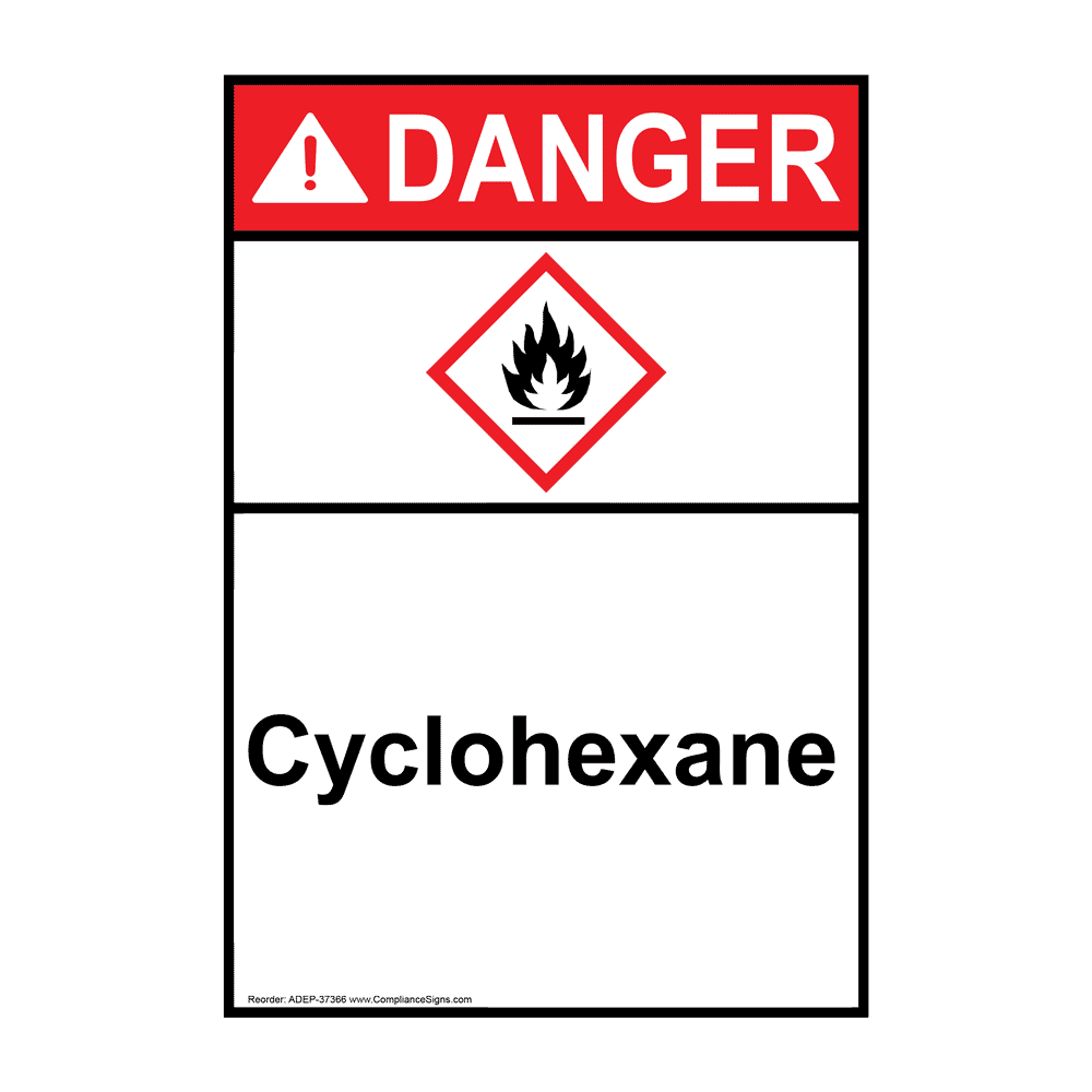 ANSI Cyclohexane Sign With GHS Symbol ADE37366