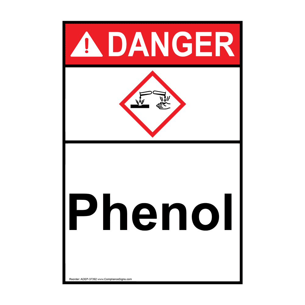 Portrait ANSI Phenol Sign With GHS Symbol ADEP37392