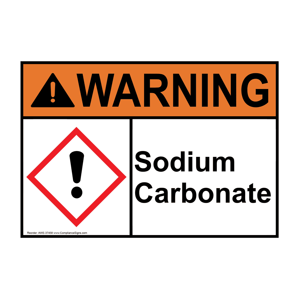 ANSI Sodium Carbonate Sign With GHS Symbol AWE37458
