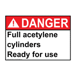ANSI Full Acetylene Cylinders Ready For Use Sign ADE-28256