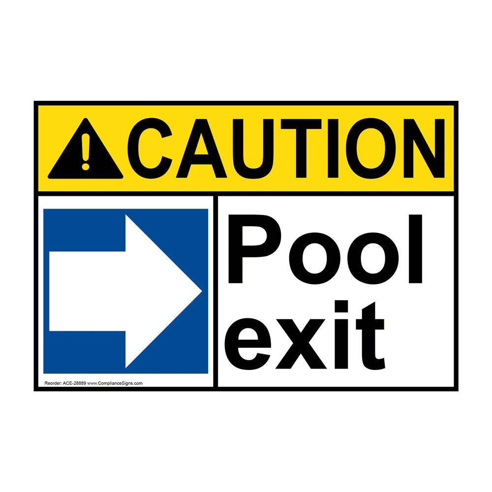 ANSI Pool Exit Right Arrow Sign With Symbol ACE 28889