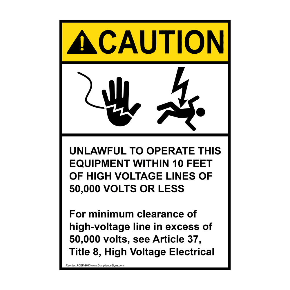 Portrait ANSI High Voltage Test Sign With Symbol ACEP28645