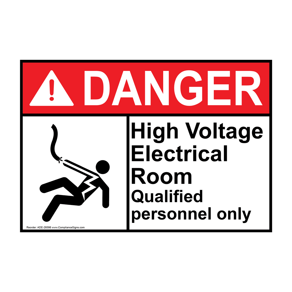 ANSI High Voltage Electrical Room Sign With Symbol ADE-28598