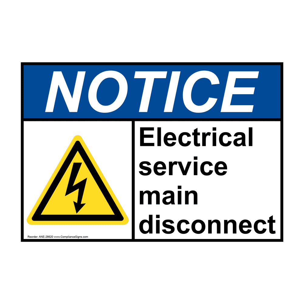 ANSI Electrical Service Main Disconnect Sign With Symbol ANE28620