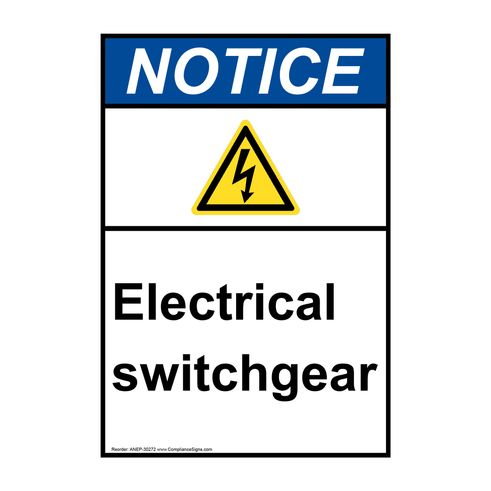 Portrait ANSI Electrical Switchgear Sign With Symbol ANEP30272