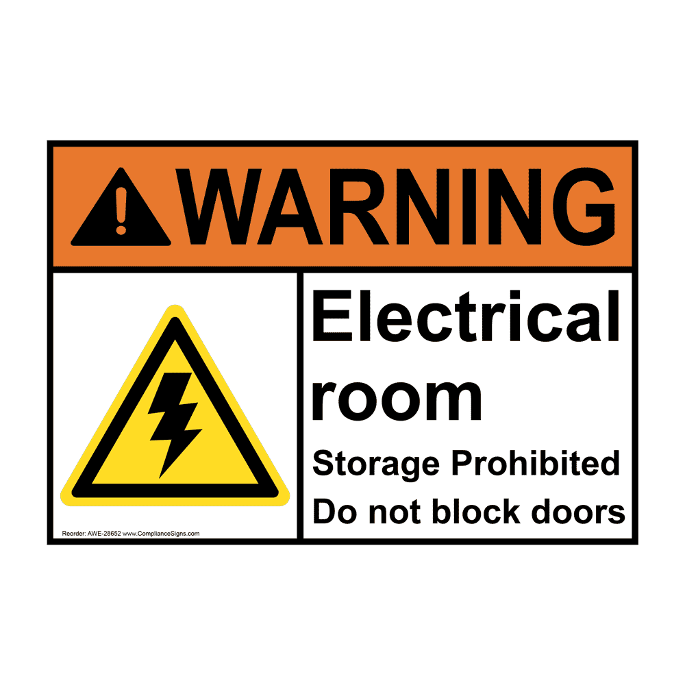 ANSI Electrical Room Storage Prohibited Sign With Symbol AWE28652