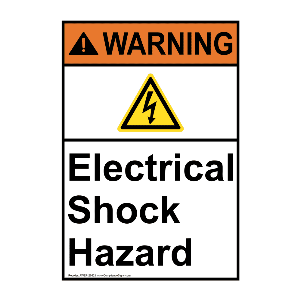 ANSI Electrical Shock Hazard Sign With Symbol AWE28621