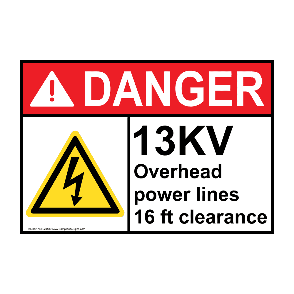 Ansi 13kv Overhead Power Lines 16 Sign With Symbol Ade