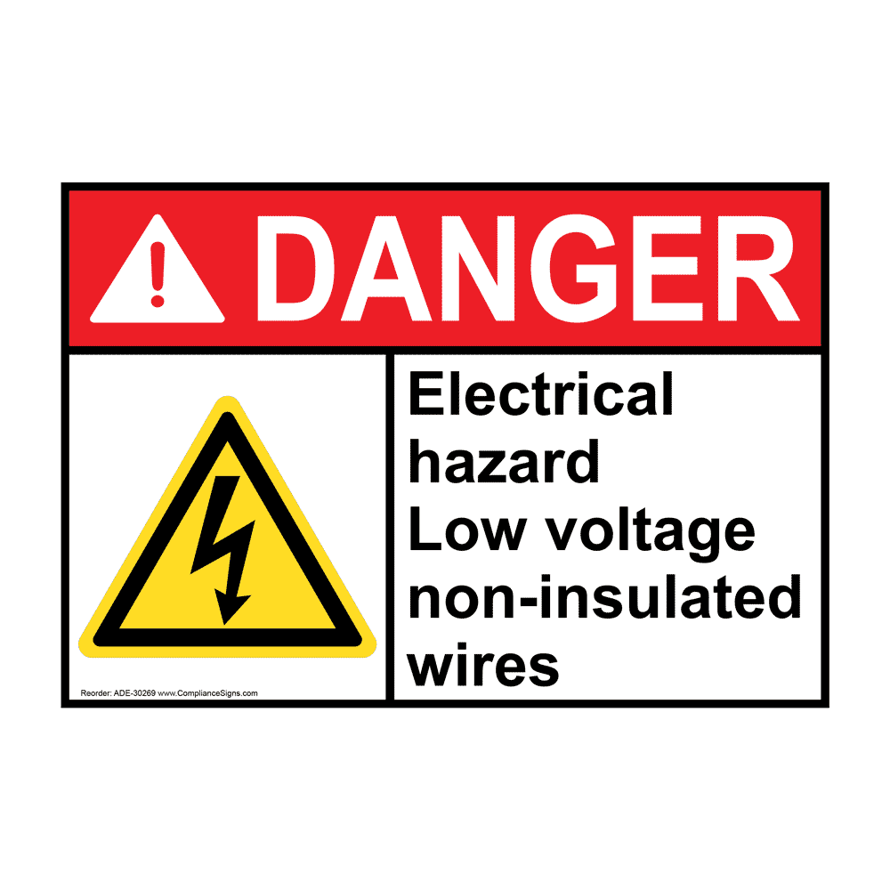 ANSI Electrical Hazard Low Voltage Sign With Symbol ADE30269