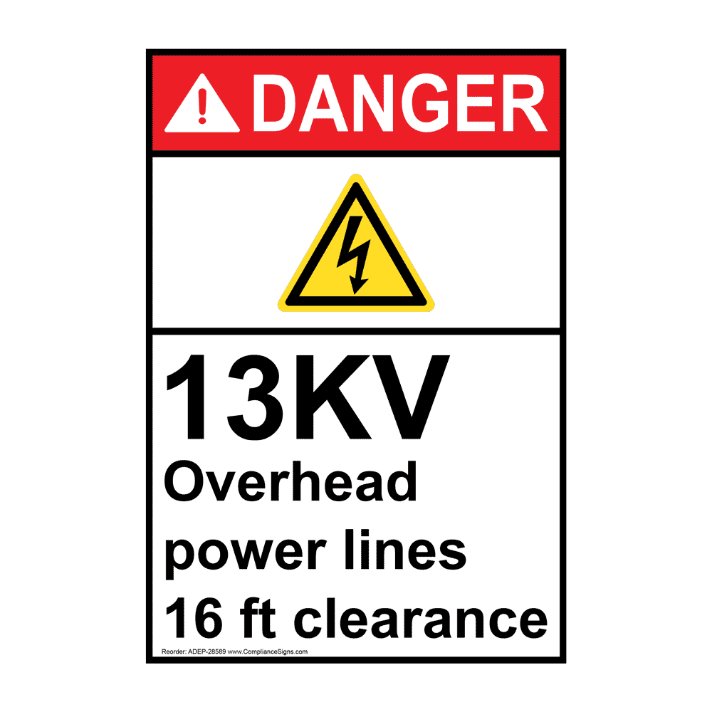 Ansi 13kv Overhead Power Lines 16 Sign With Symbol Ade