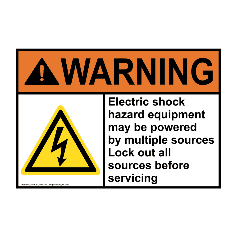 ANSI Electric Shock Hazard Equipment Sign With Symbol AWE30266