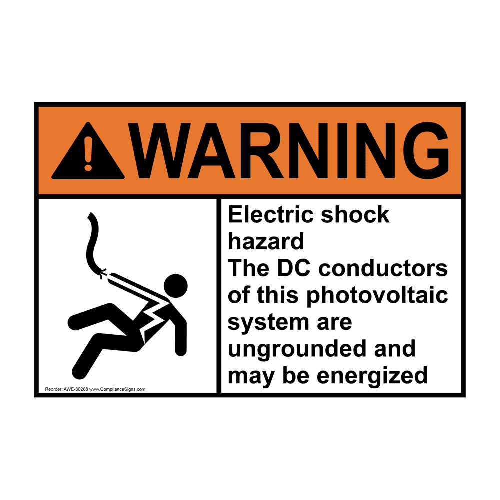 ANSI Electric Shock Hazard The DC Sign With Symbol AWE30268