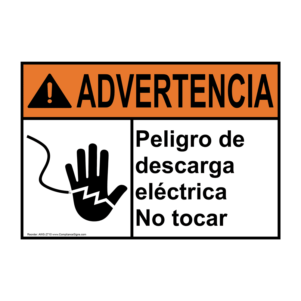 ANSI WARNING Electrical Hazard Do Not Touch Spanish Sign AWS2710