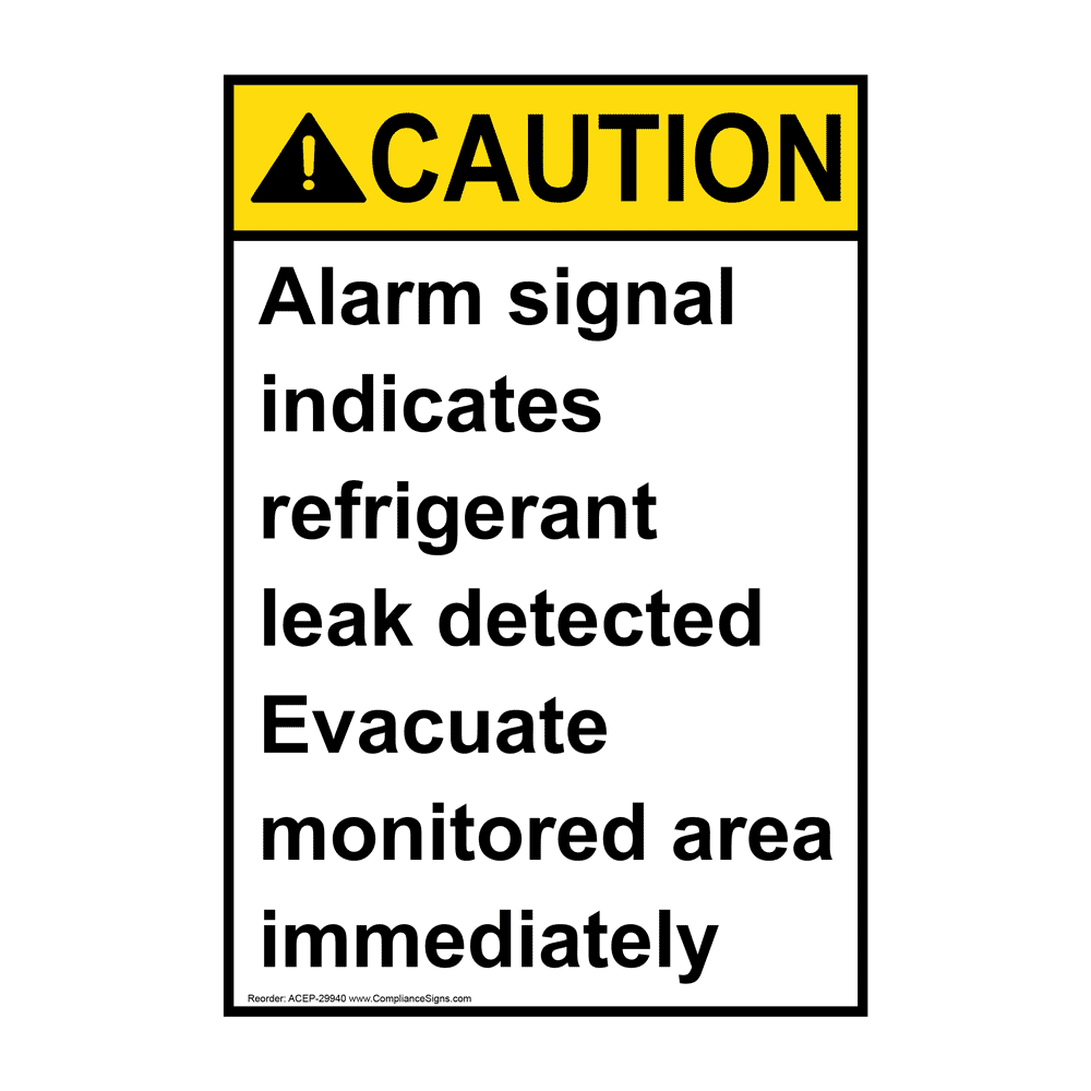 ANSI Alarm Signal Indicates Refrigerant Leak Sign ACE29940