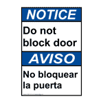 ANSI NOTICE Do Not Block Door Bilingual Sign ANB-2145 Enter / Exit